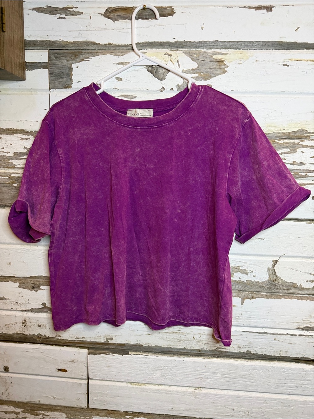 Zenana Outfitters Washed Purple Crop Tee (23